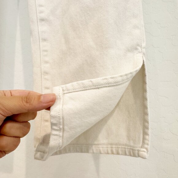 Good American Denim Good Boy Distressed Button Fly Split Hem Jeans White Size 25 - Picture 5 of 11